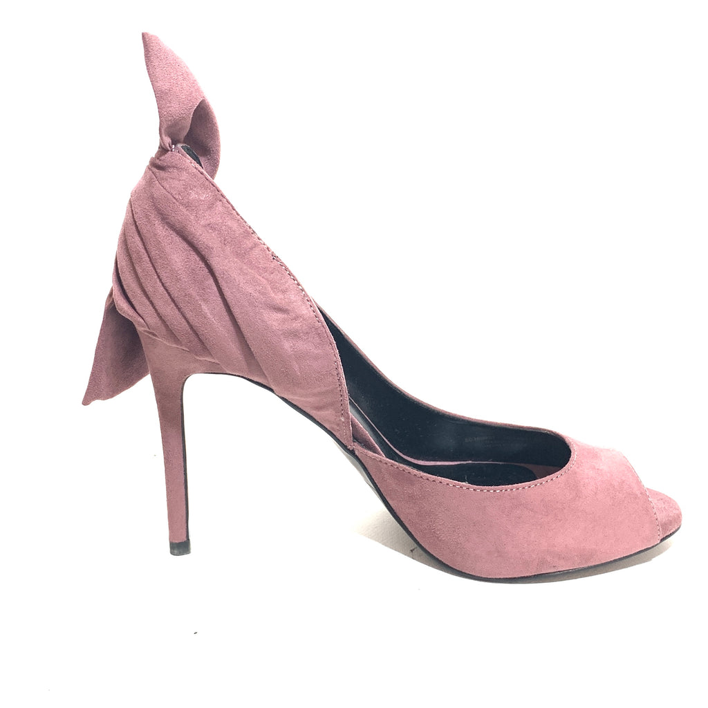 Charles & Keith Blush Pink Suede Peep-Toe Heels | Gently Used |