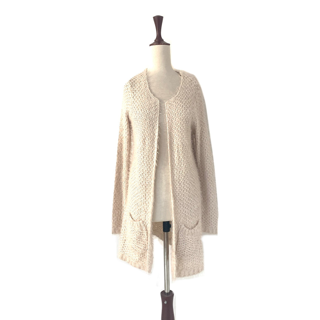 F&F Front-Open Cream Fur Knit Sweater | Gently Used |
