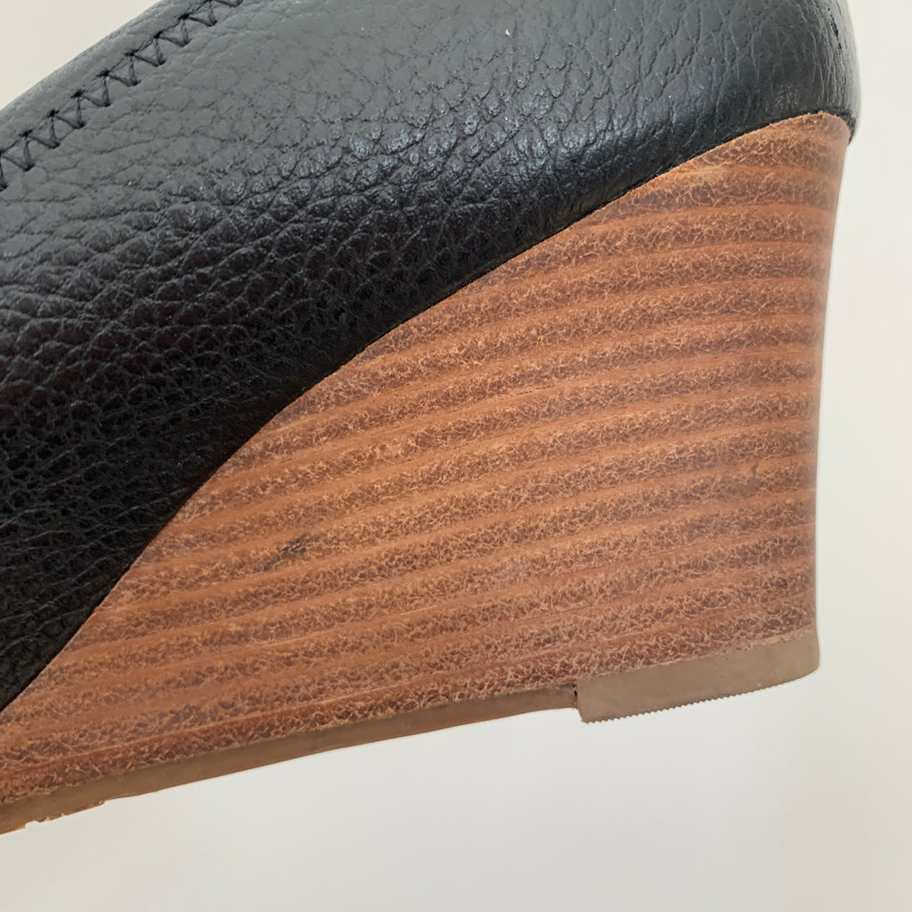 Tory Burch Black Leather 'Ambrose' Wedges | Gently Used |