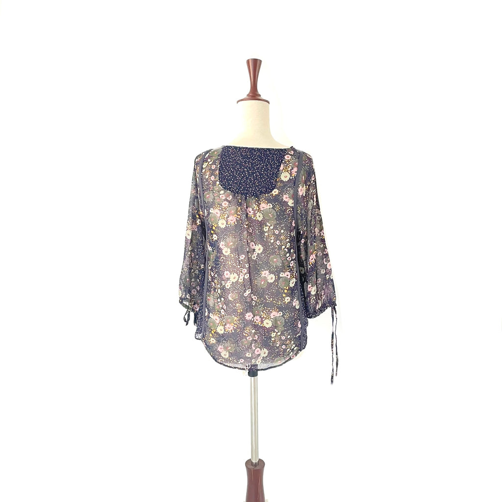 ZARA Blue Printed Chiffon Blouse | Gently Used |