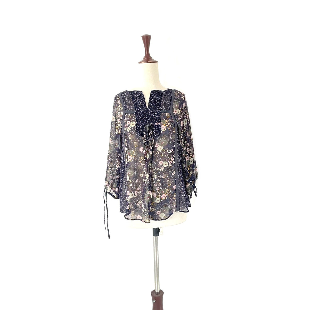 ZARA Blue Printed Chiffon Blouse | Gently Used |