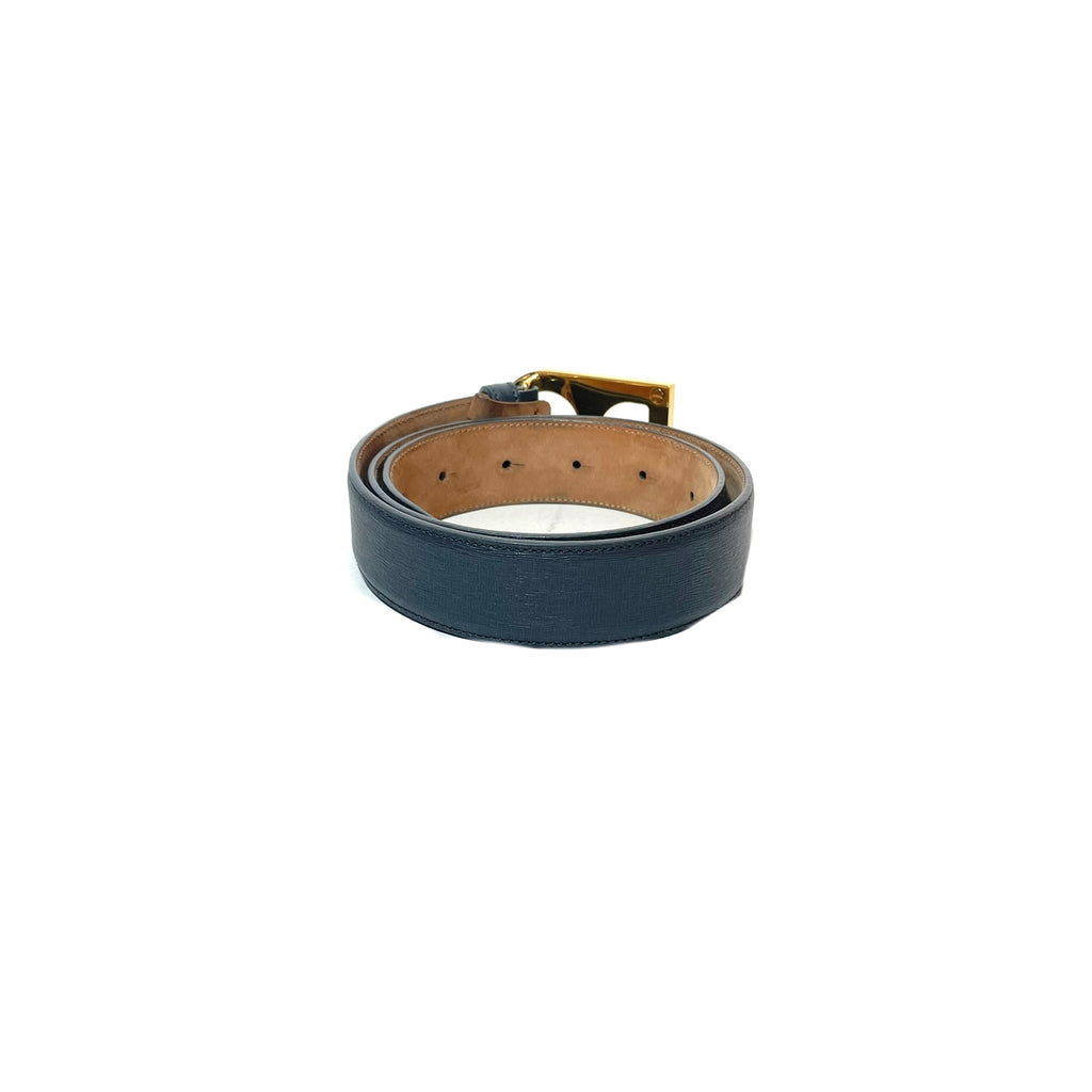 D&G Charcoal Grey Leather Gold Logo Belt | Pre Loved |