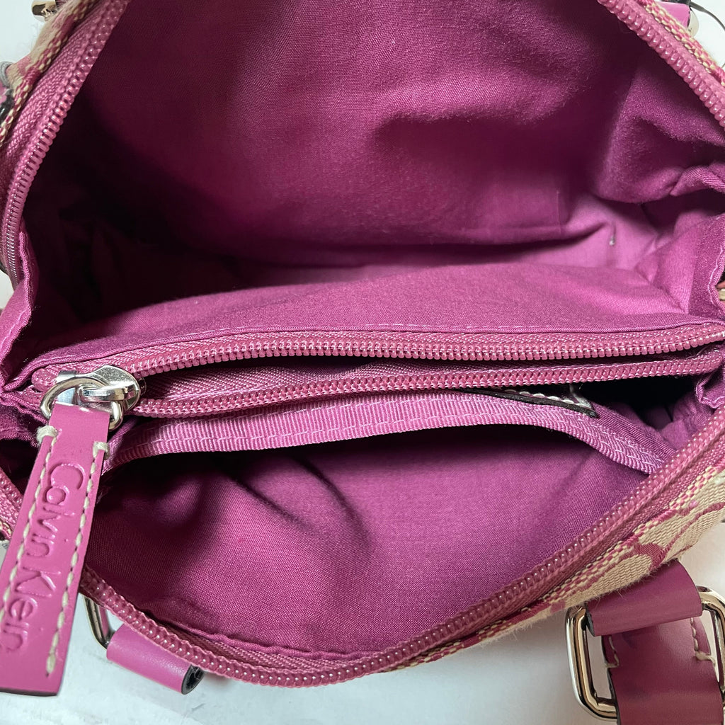 Calvin Klein Pink Leather & Canvas Monogram Mini Bag | Gently Used |