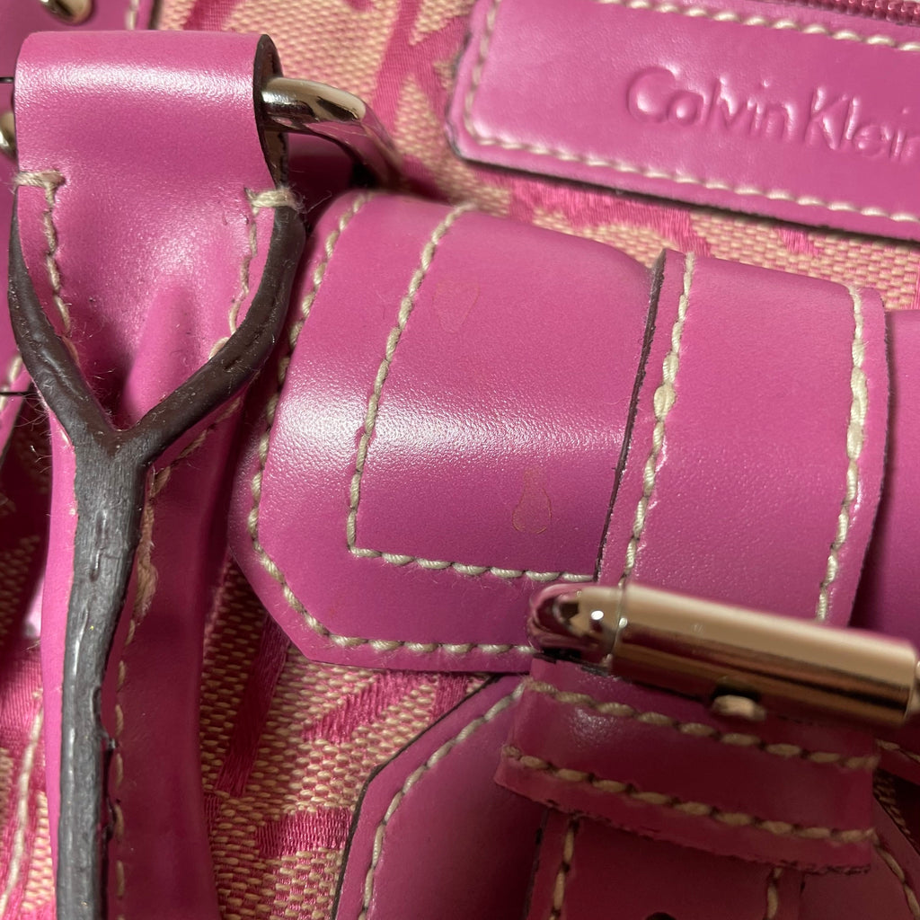 Calvin Klein Pink Leather & Canvas Monogram Mini Bag | Gently Used |