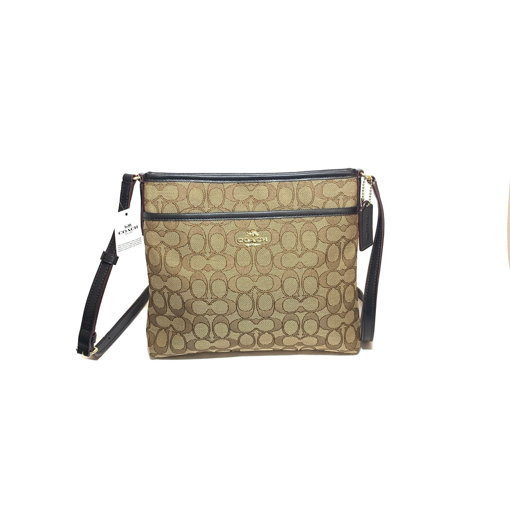 Coach Khaki & Brown Signature Collection Cross Body Bag | Brand New |