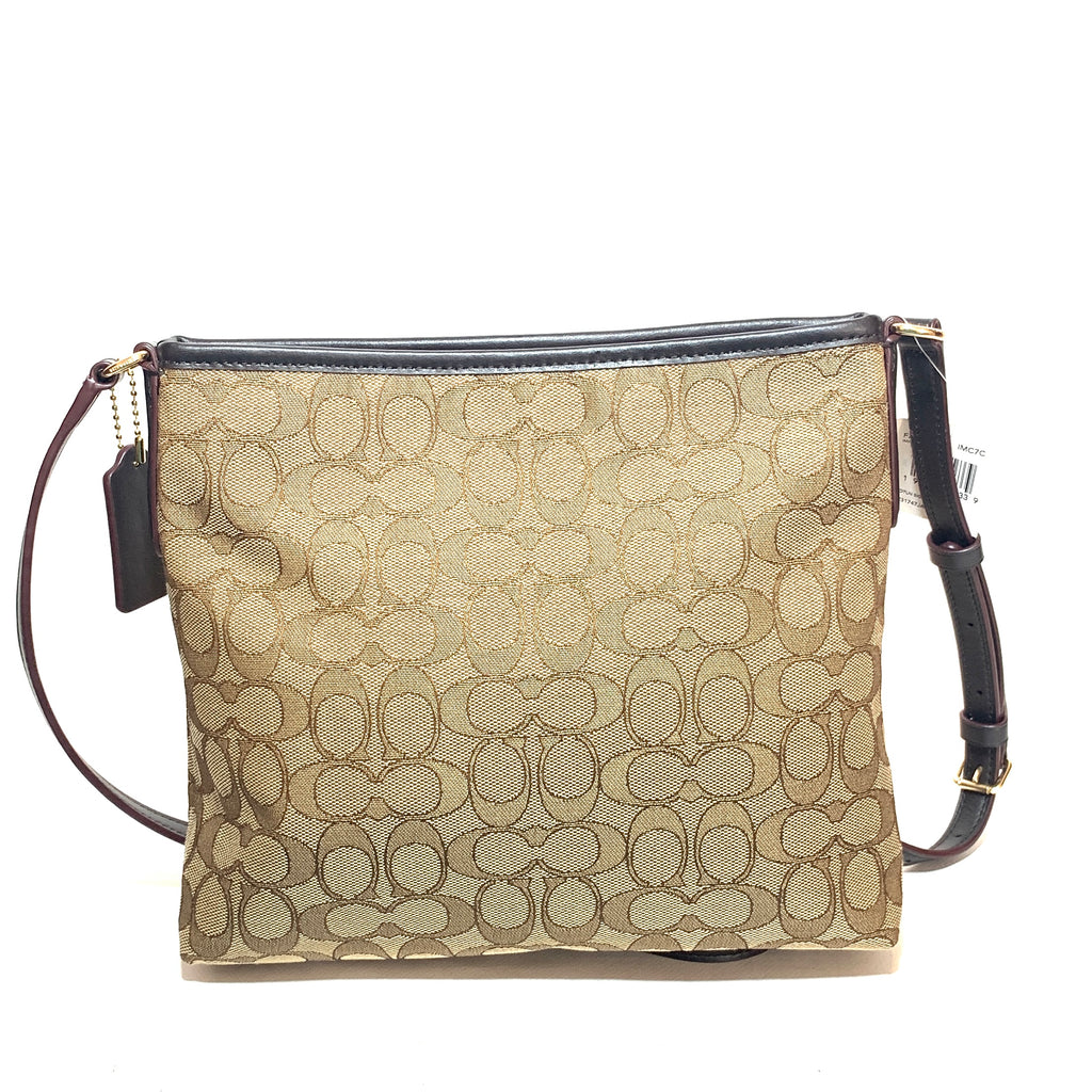 Coach Khaki & Brown Signature Collection Cross Body Bag | Brand New |