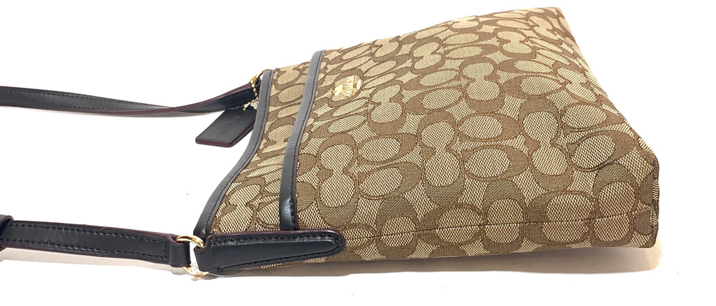 Coach Khaki & Brown Signature Collection Cross Body Bag | Brand New |