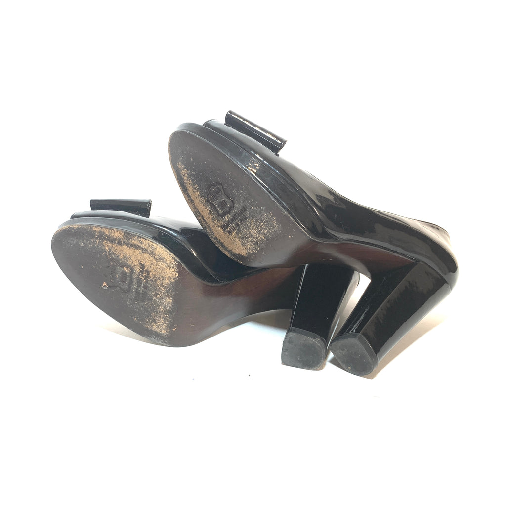 Stuart Weitzman Black Patent Peep-toe Pumps | Pre Loved |