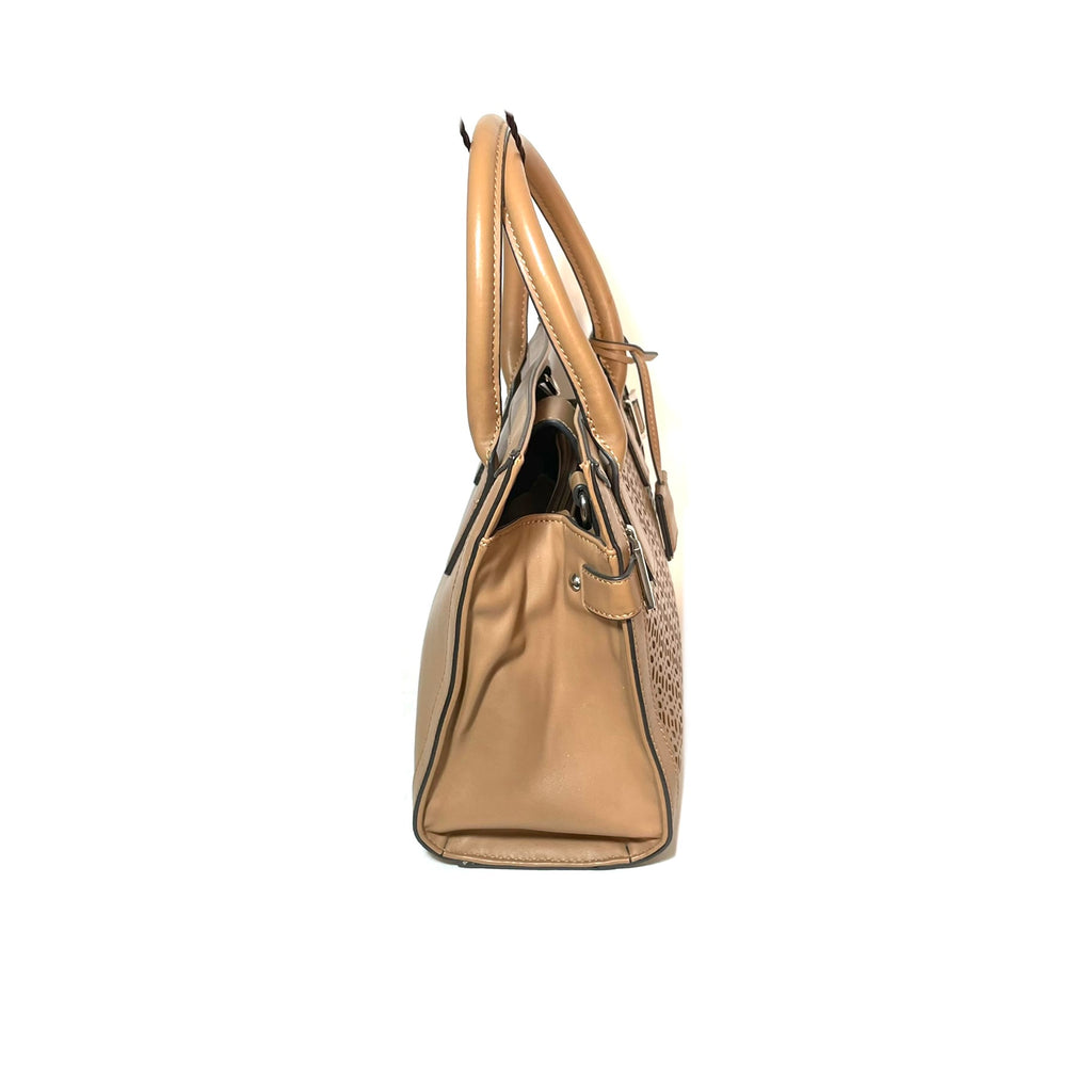 Nine West Tan Laser-Cut Satchel | Pre Loved |