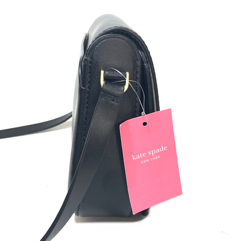 Kate Spade Black Leather 'Nadine' Flap Shoulder Bag | Brand New |