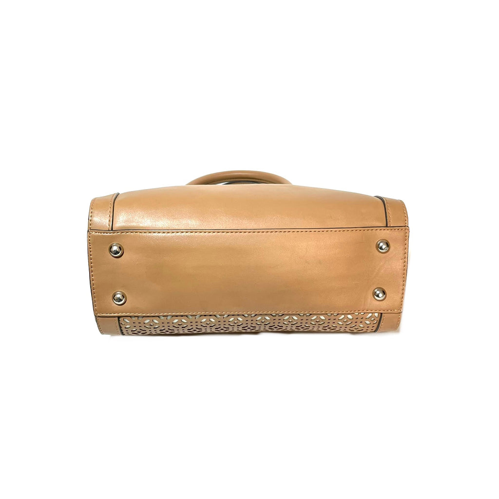 Nine West Tan Laser-Cut Satchel | Pre Loved |