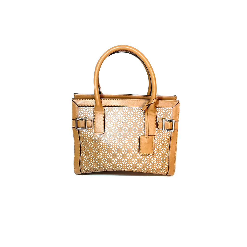 Nine West Tan Laser-Cut Satchel | Pre Loved |