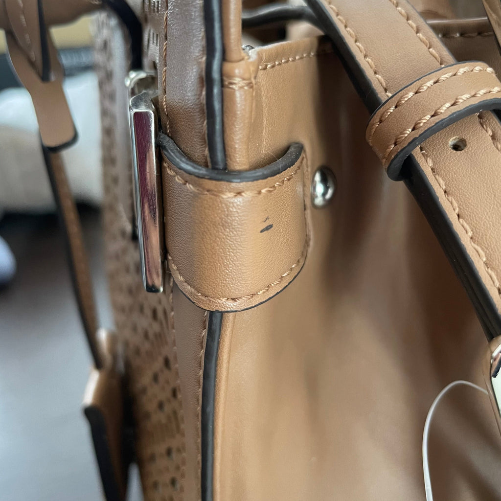Nine West Tan Laser-Cut Satchel | Pre Loved |