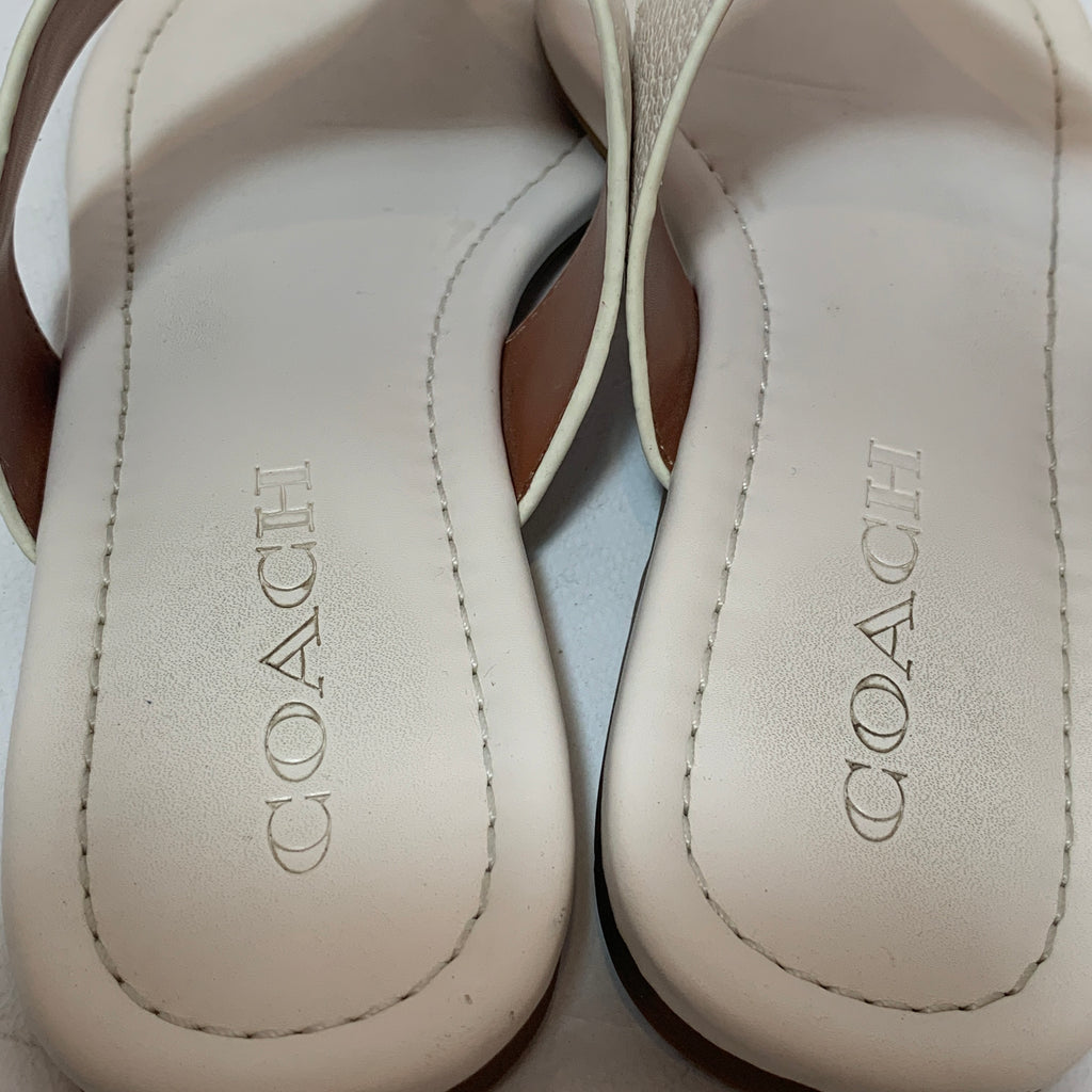 Coach Cream Pebbled Leather Sandals | Gently Used |