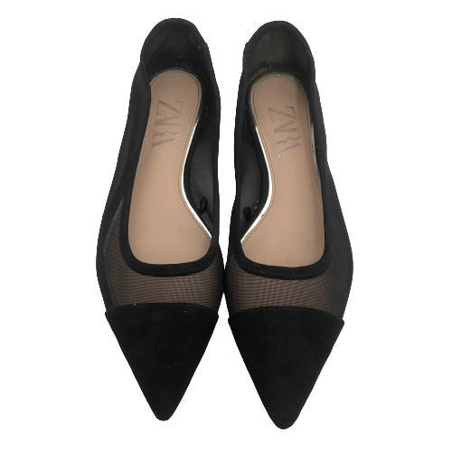 ZARA Black Mesh Pointed Flats | Pre Loved |