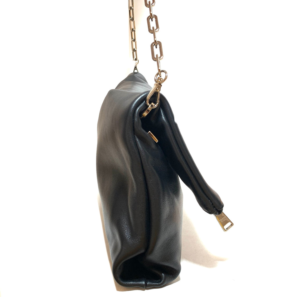 Prada Black Leather Fold-over Crossbody Bag | Gently Used |