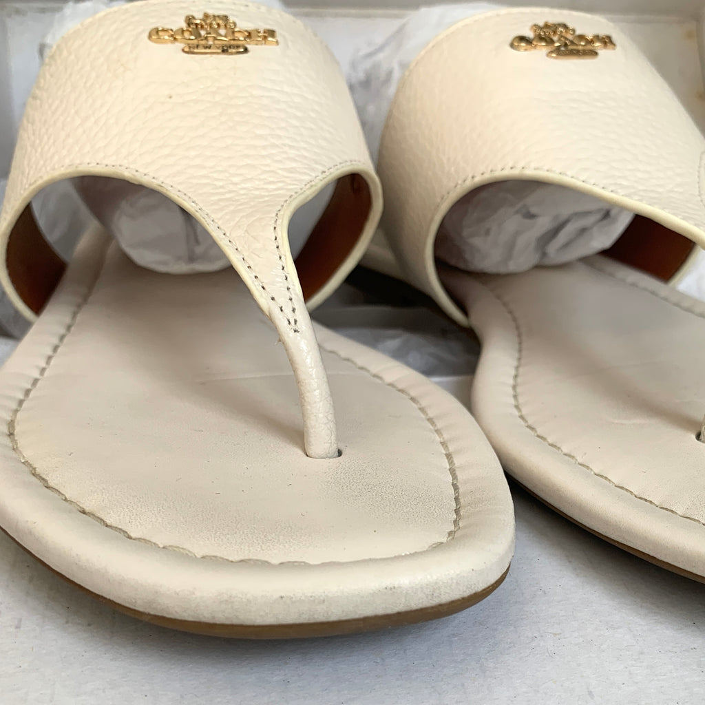Coach Cream Pebbled Leather Sandals | Gently Used |