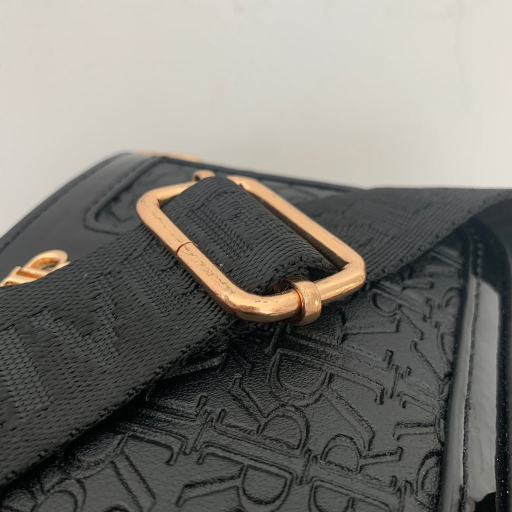 River Island monogram cross body bag in brown