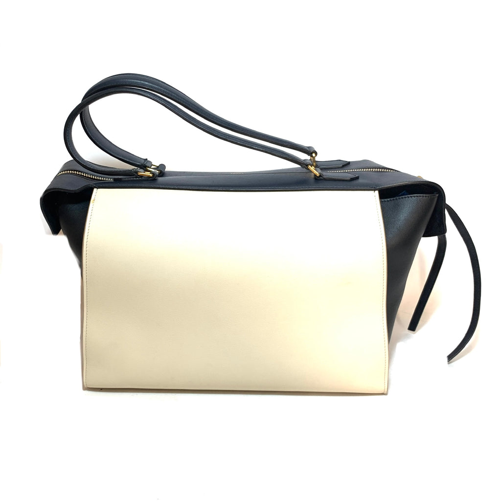 Celine Black & Cream Leather 'Ring' Tote | Gently Used |