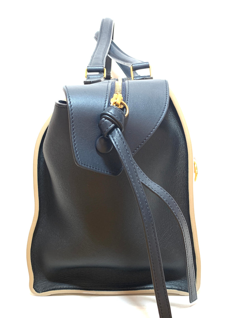 Celine Black & Cream Leather 'Ring' Tote | Gently Used |