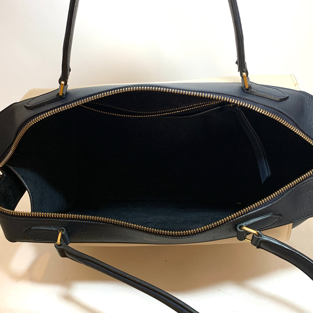 Celine Black & Cream Leather 'Ring' Tote | Gently Used |