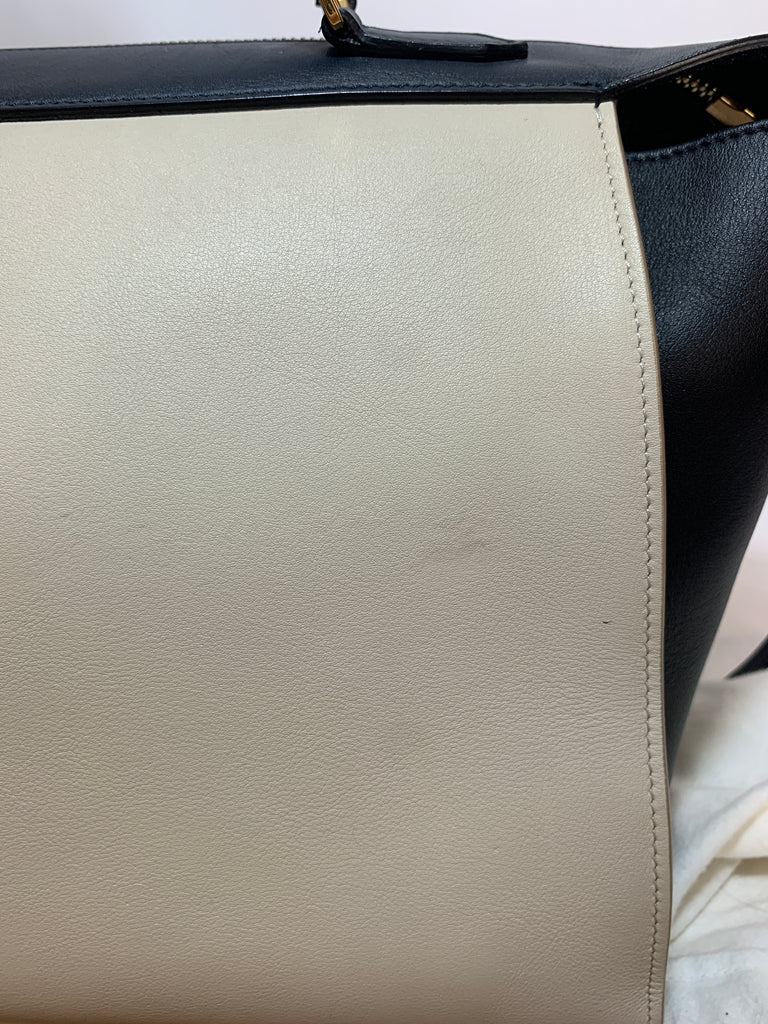 Celine Black & Cream Leather 'Ring' Tote | Gently Used |