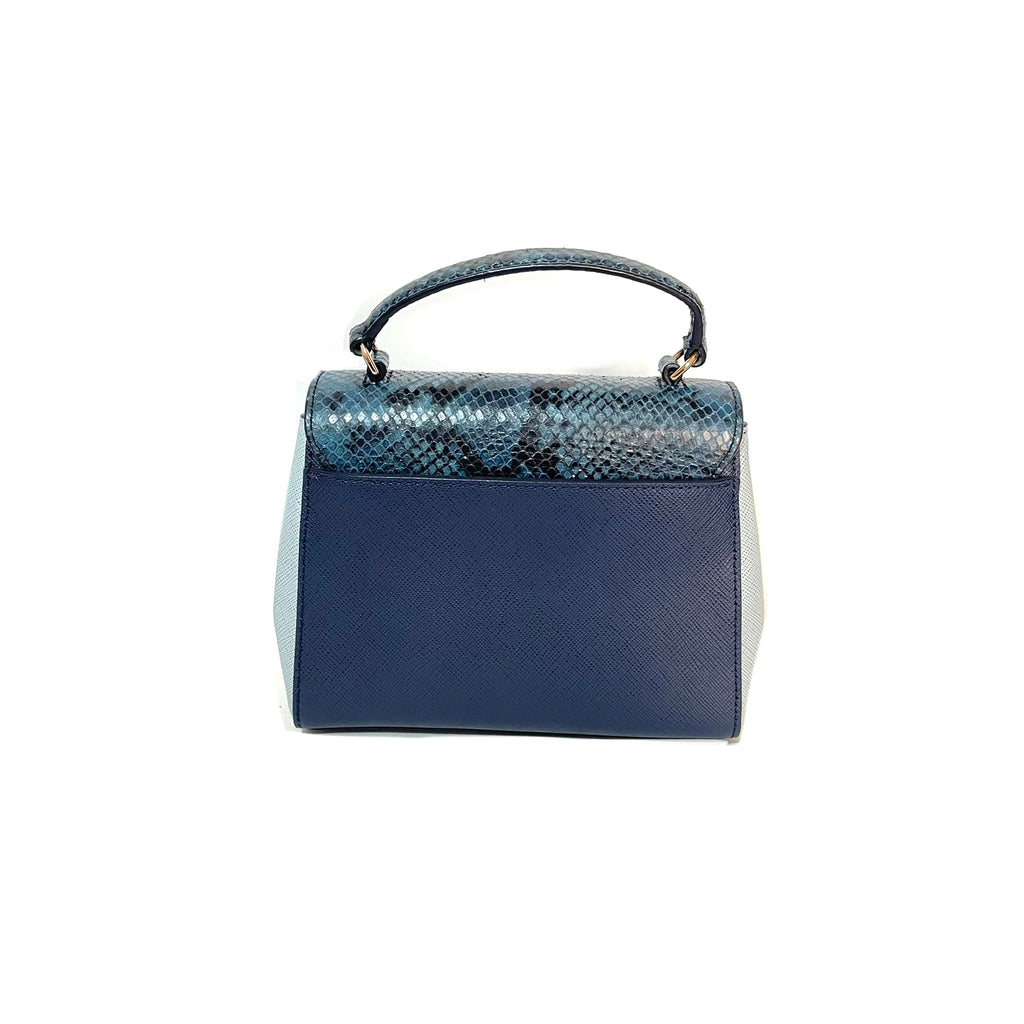 Tory Burch Blue Leather & Embossed Snakeskin 'Robinson' Mini Satchel  | Gently Used |