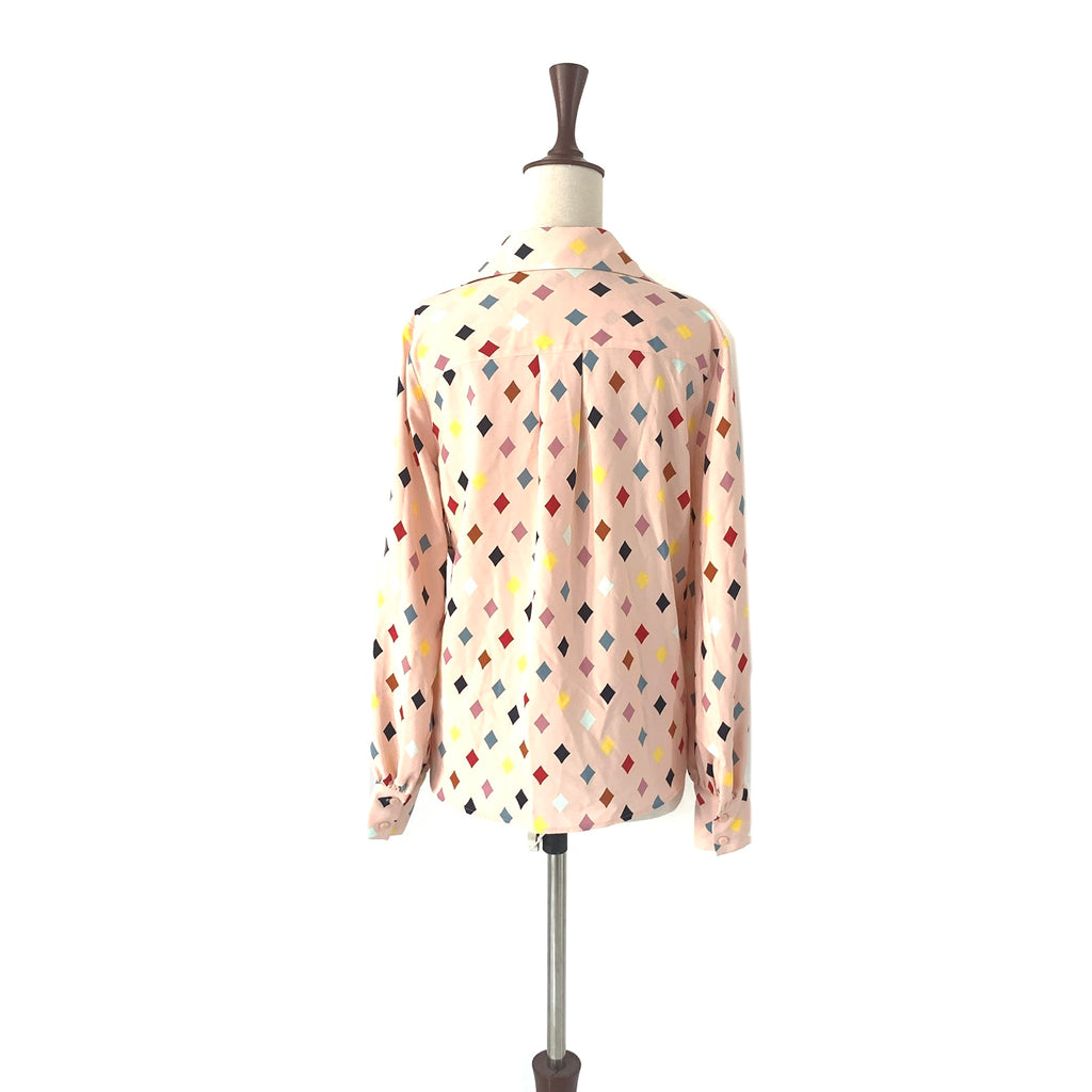 Halogen Light Pink Diamond Print Collared Shirt | Brand New |