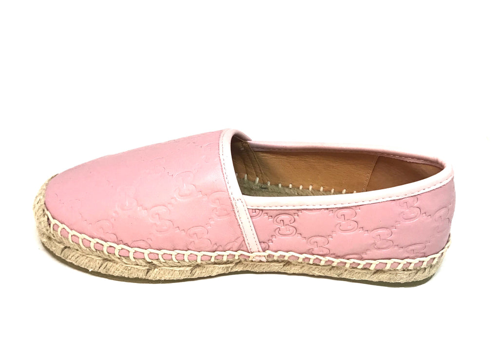 Gucci Signature Light Pink Leather Espadrilles | Brand New |
