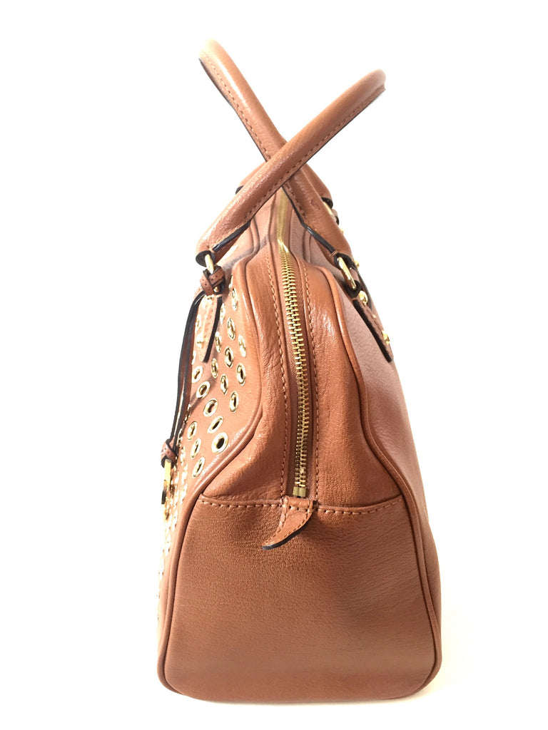 Michael Kors Tan Leather Tote Embellished with Gold Eyelets | Gently Used | - Secret Stash