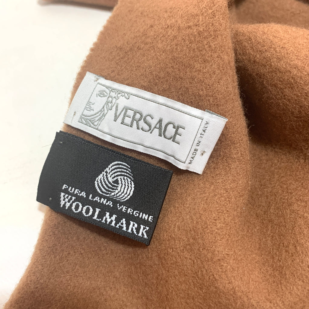 Versace Vintage Camel Unisex Wool Scarf | Like New |