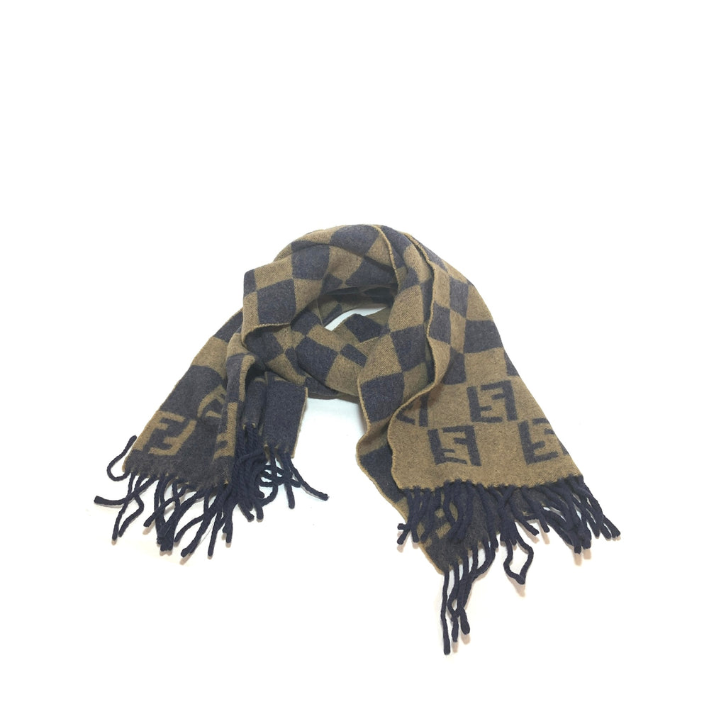 Fendi Vintage Checked Wool Unisex Scarf | Like New |