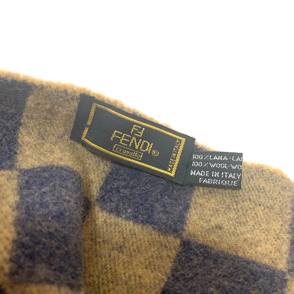 Fendi Vintage Checked Wool Unisex Scarf | Like New |