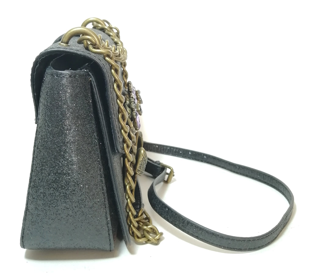 ALDO grey glitter with bow & rhinestones cross body bag