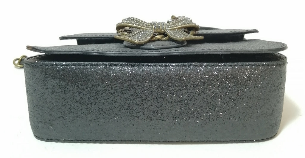 ALDO grey glitter with bow & rhinestones cross body bag