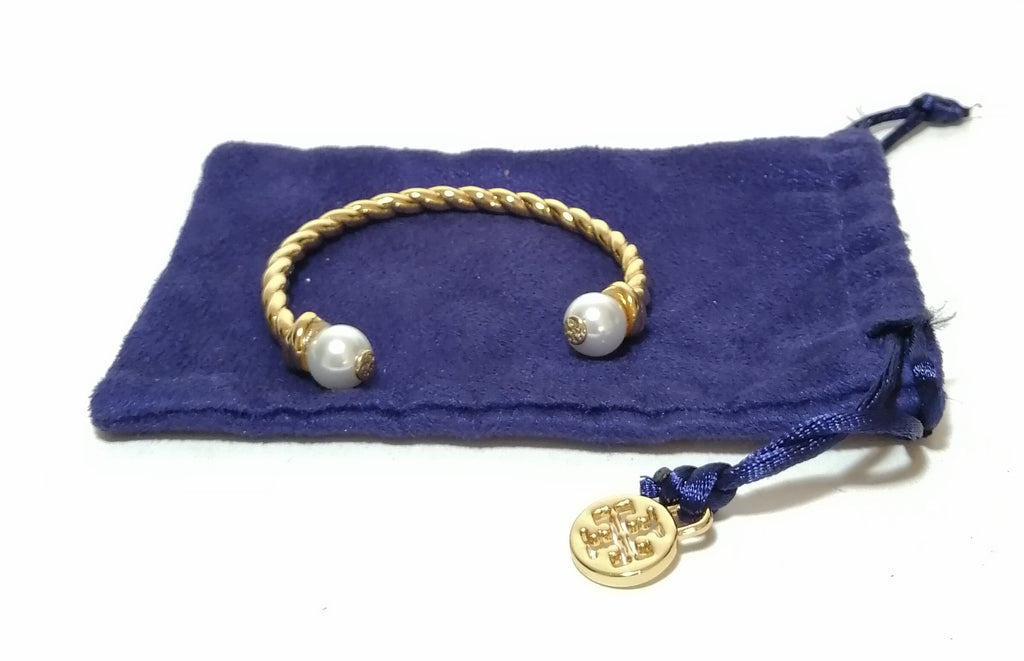 Tory Burch Gold Rope Logo Bangle 