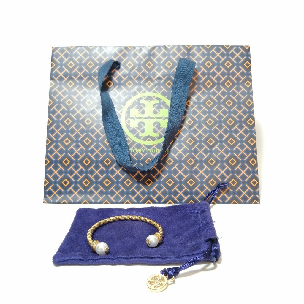 Tory Burch Gold Rope Logo Bangle 