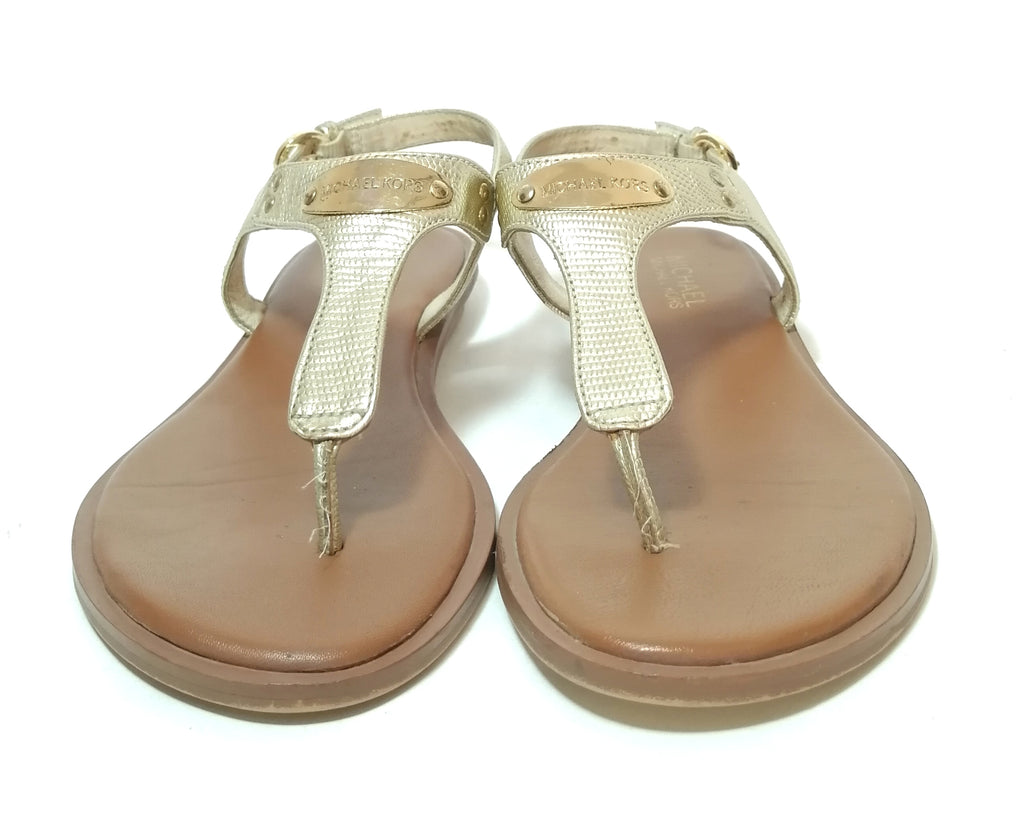 Michael Kors Gold Thong Leather Sandals