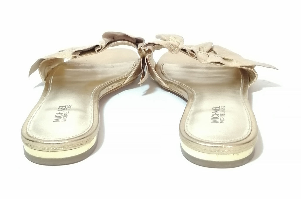 Michael Kors Gold Leather Slides 