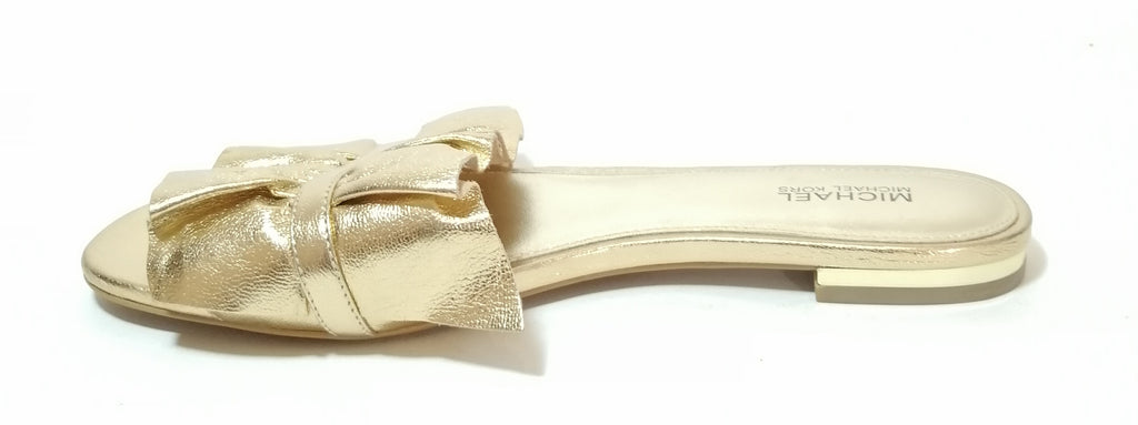 Michael Kors Gold Leather Slides 