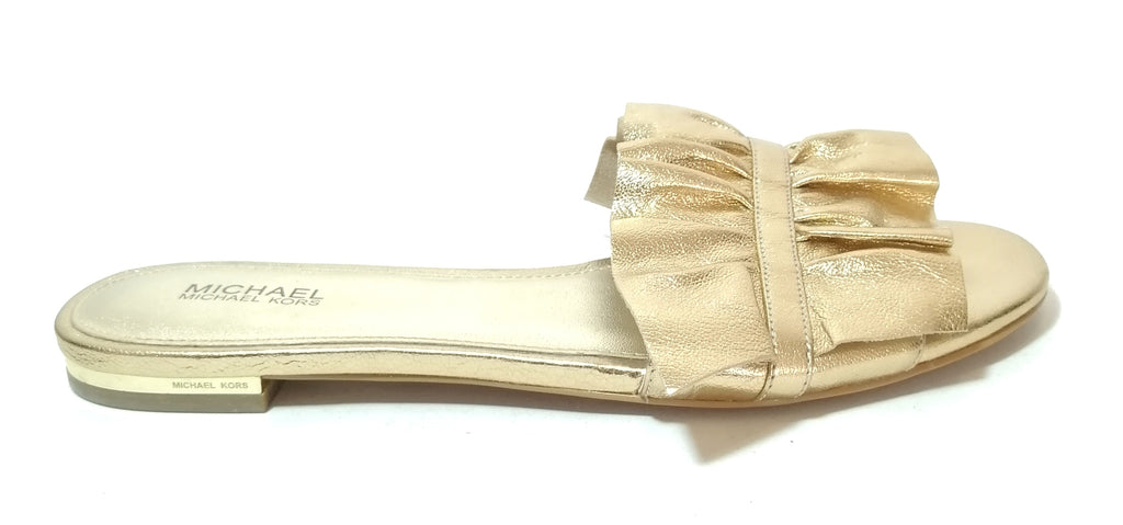 Michael Kors Gold Leather Slides 