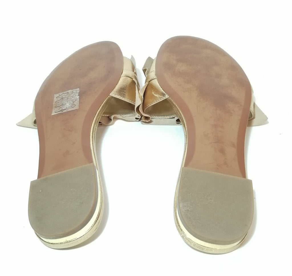 Michael Kors Gold Leather Slides 