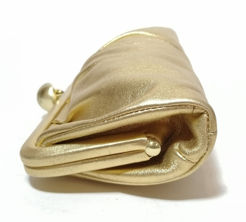 Coach Gold Leather Knot Clutch