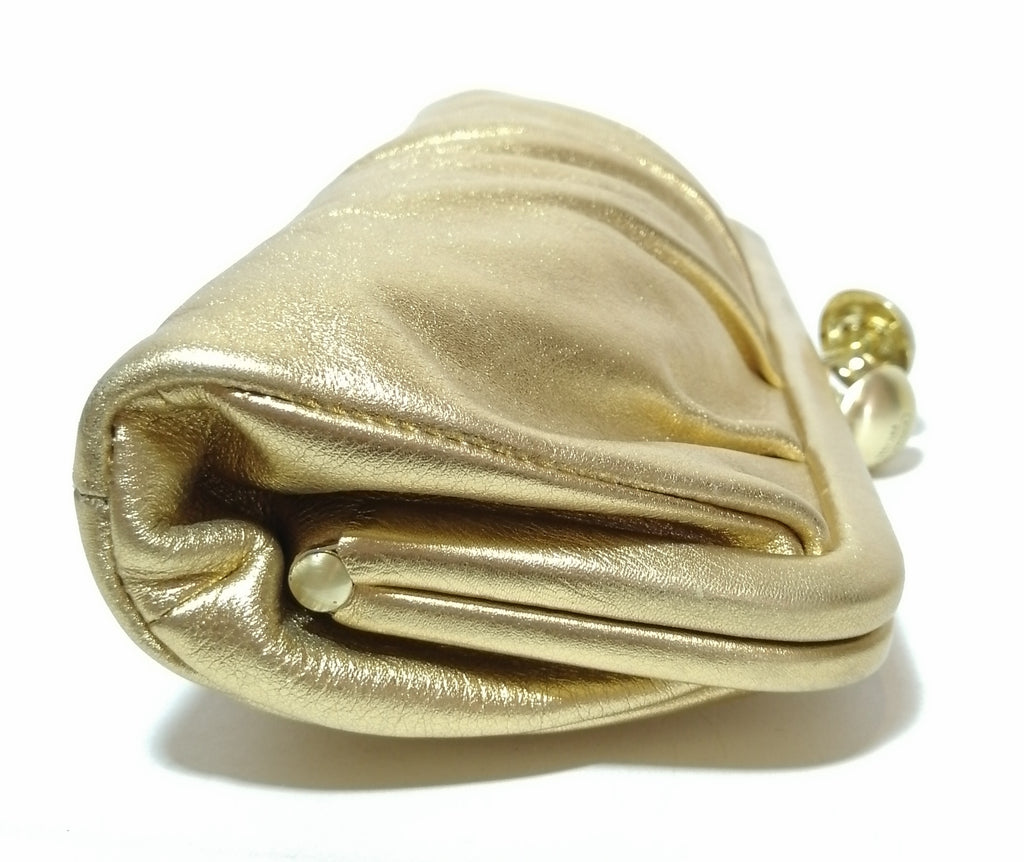 Coach Gold Leather Knot Clutch