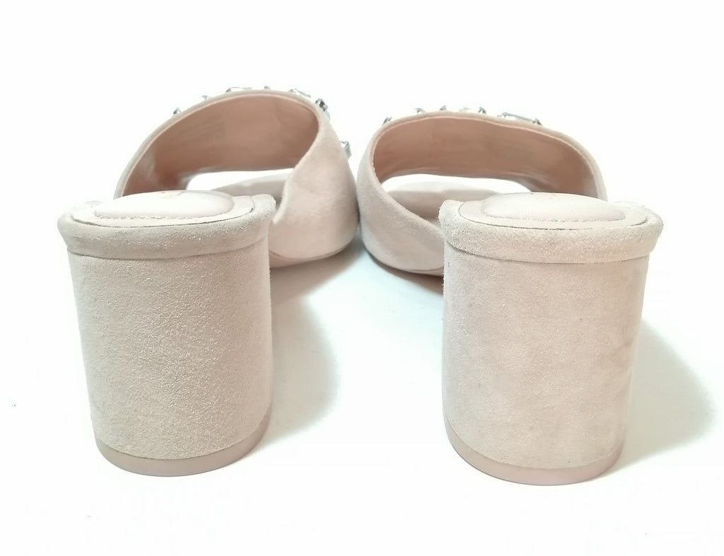 ALDO Pink Suede Rhinestone Mule Block Heels