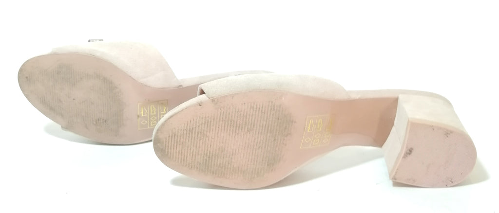 ALDO Pink Suede Rhinestone Mule Block Heels