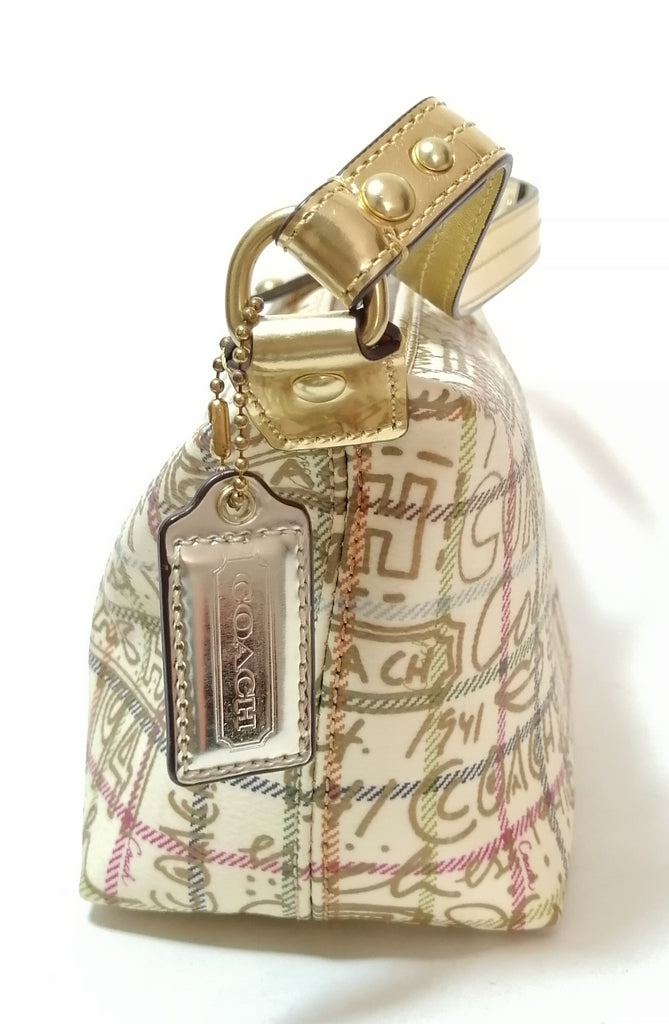 Coach Monogram Print & Gold Leather Mini Bag
