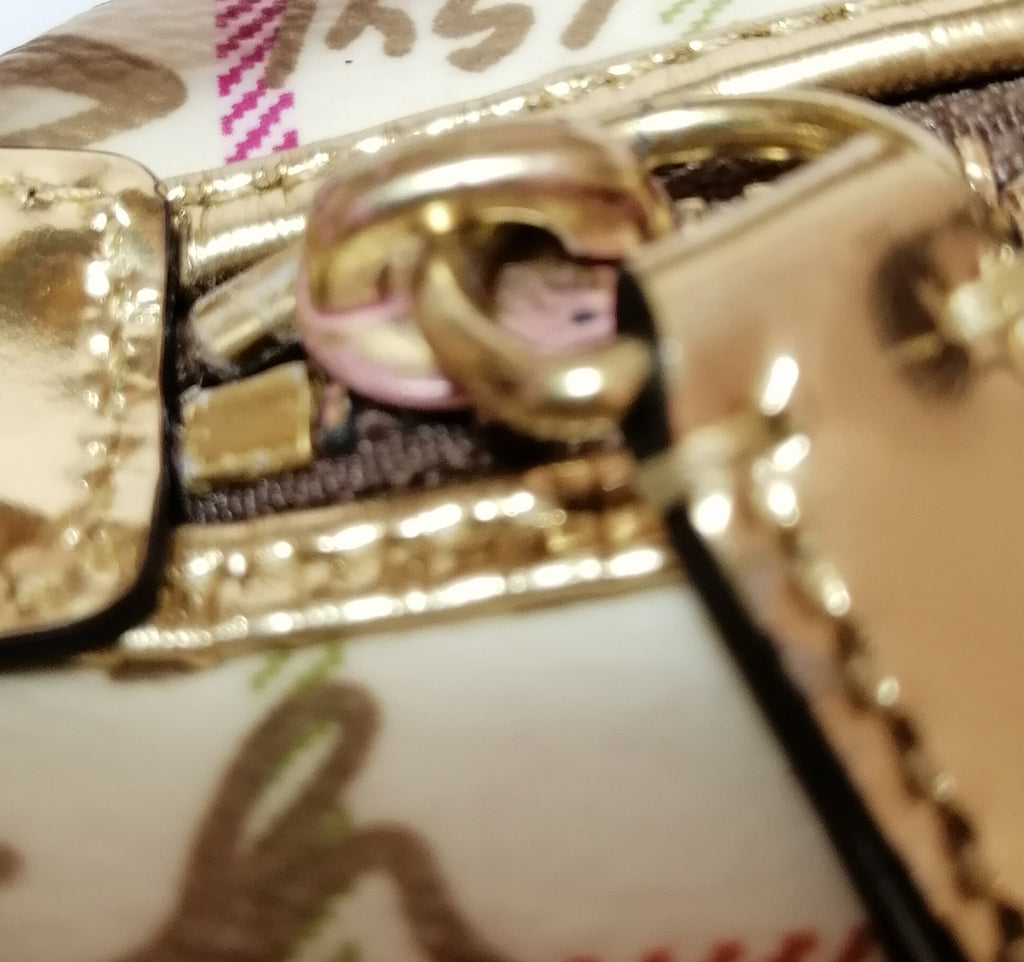 Coach Monogram Print Gold Leather Mini Bag | Like New |