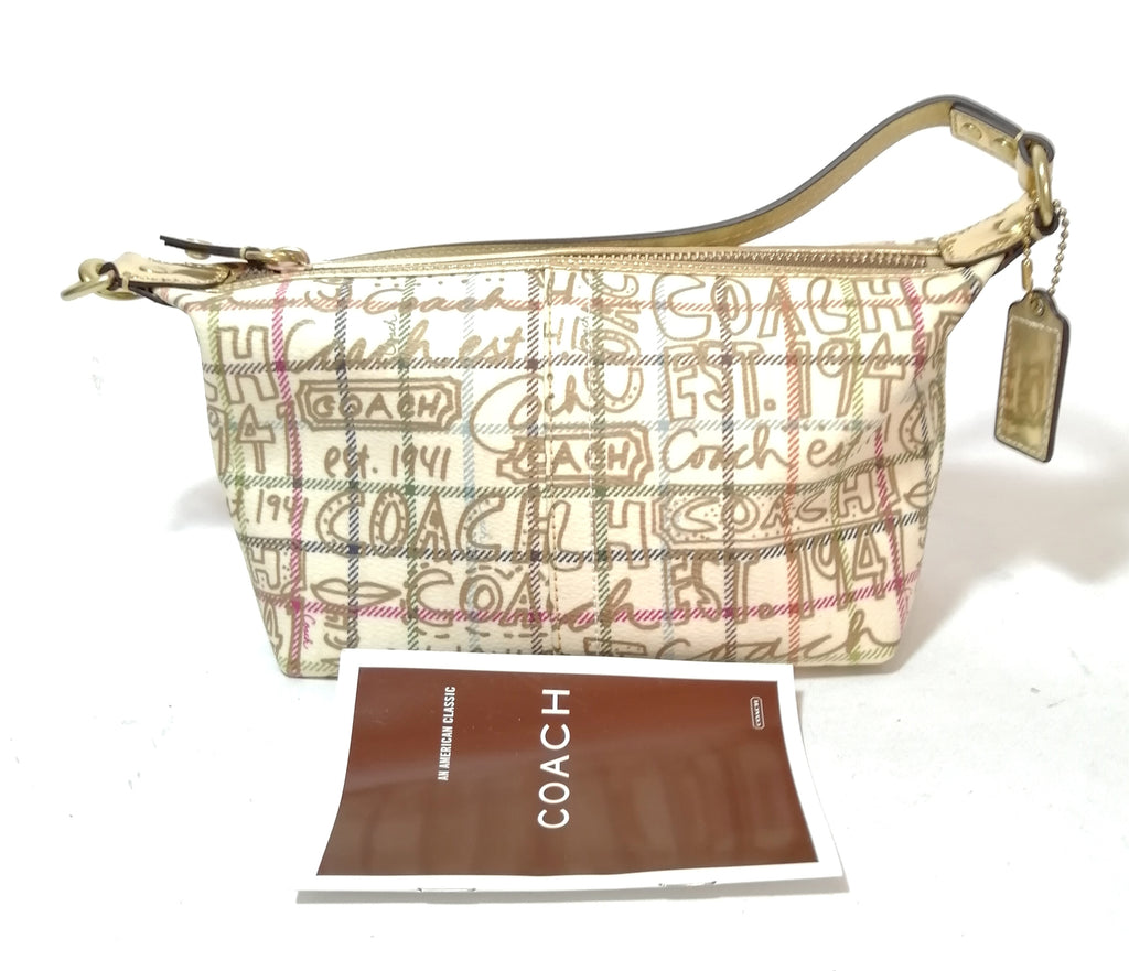 Coach Monogram Print & Gold Leather Mini Bag