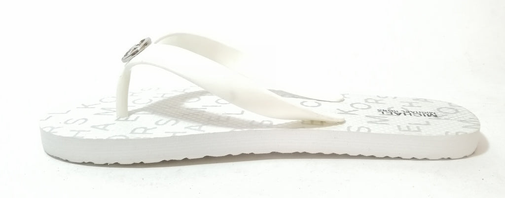 Michael Kors White Rubber Flip Flops